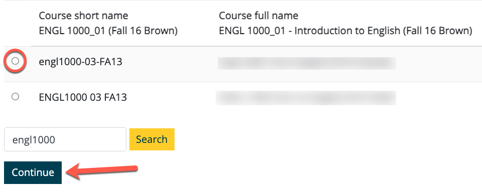 Course Import Search